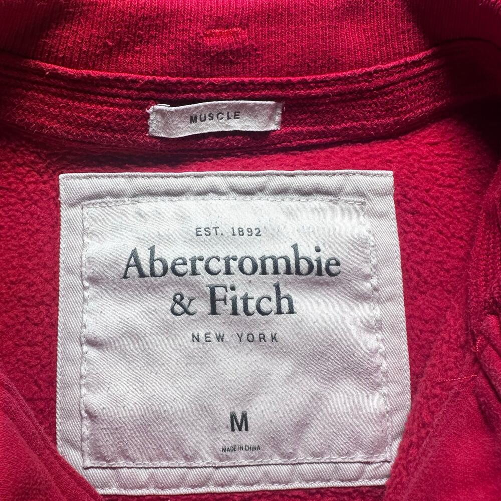 Abercrombie & Fitch Jacket Varsity Style Muscle Fit Button Up Red Men’s Medium - Picture 4 of 6